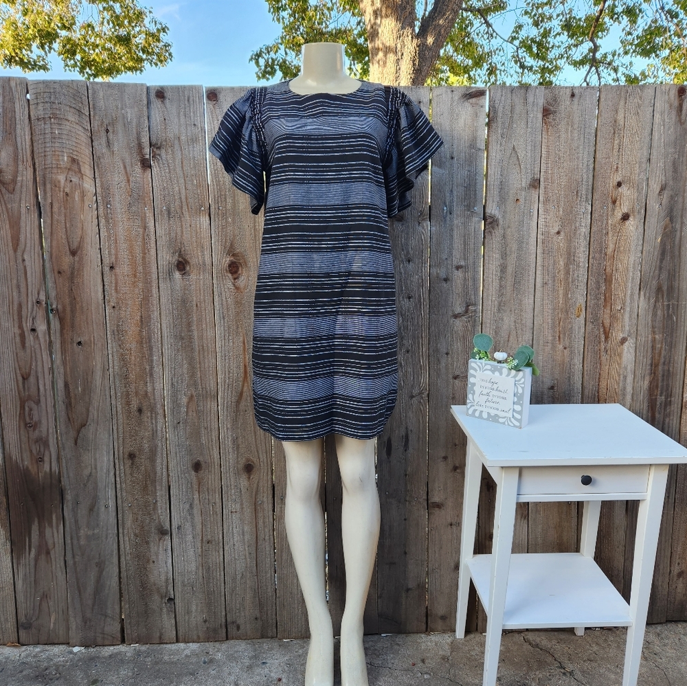 Anthropologie Moon River Denmark Striped Flutter Sleeve Dress Size XSmall